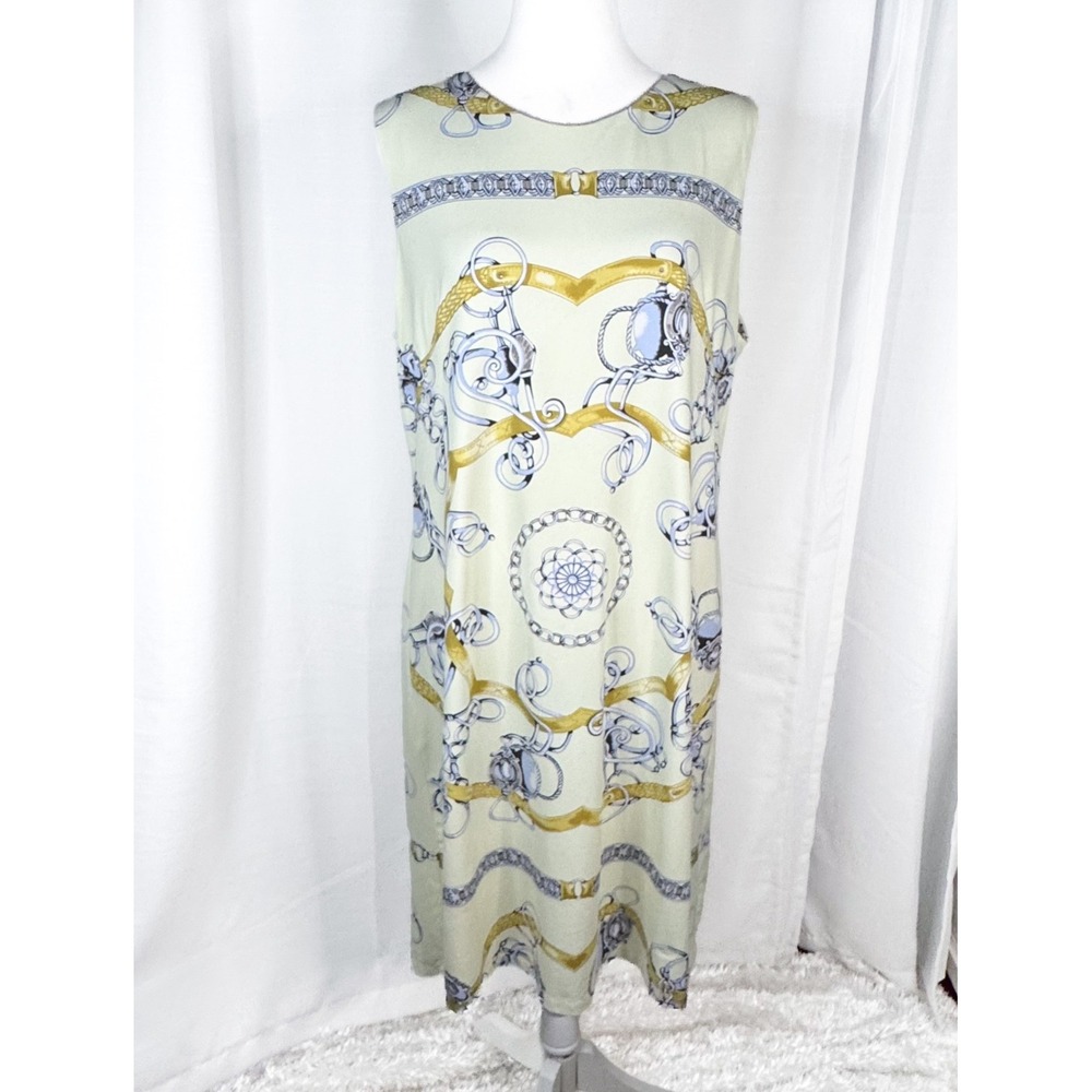 J McLaughlin Sz S Yellow Sophia Equestrian Print Sheath Dress Catalina Cloth